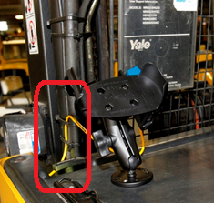 Cables secured on a vehicle