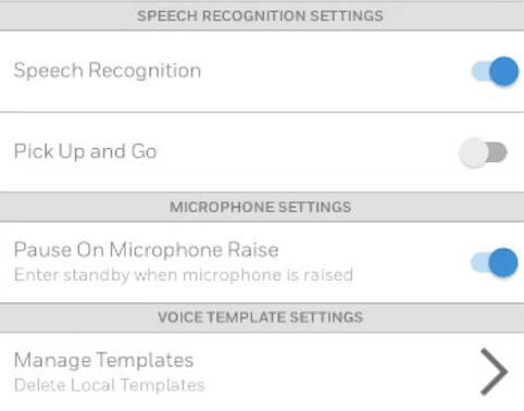Speech Recognition Settings