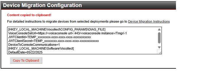Device Migration Configuration