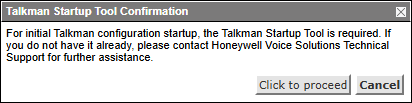 Talkman Startup Tool Confirmation