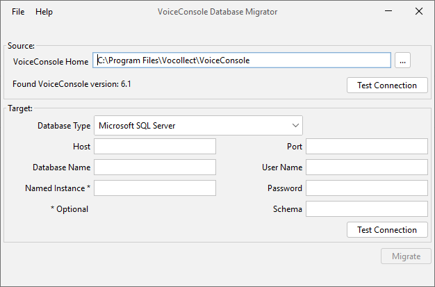 VoiceConsole Database Migrator - SQL Server